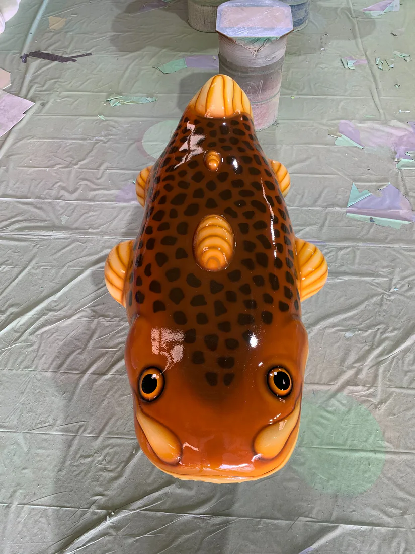 Installed catfish floatable viewed from above