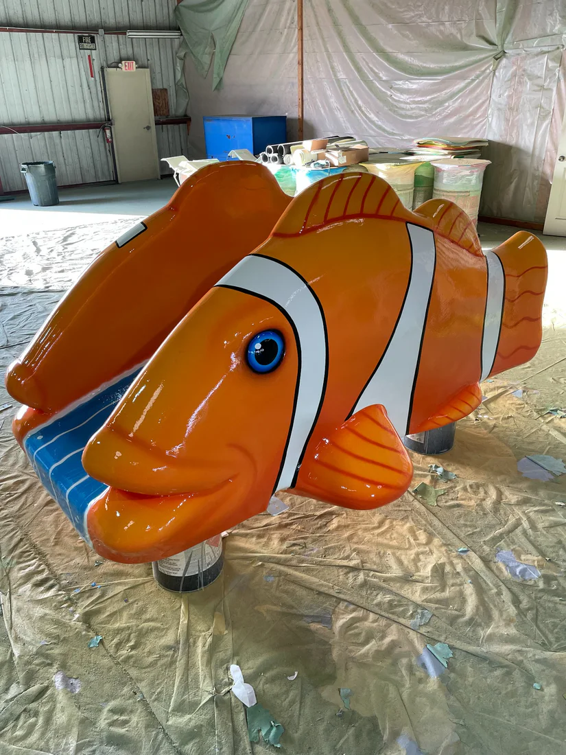 Fish-shaped soft-play slide