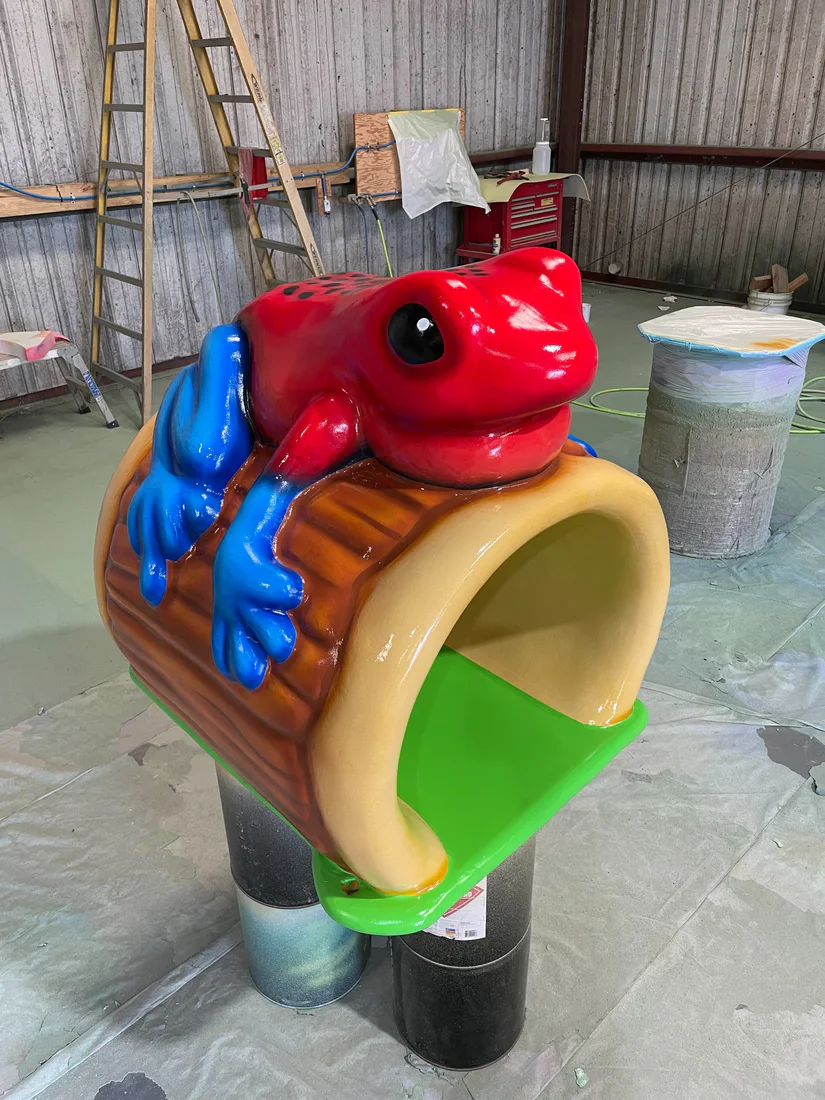 Finished frog on log soft-play tunnel