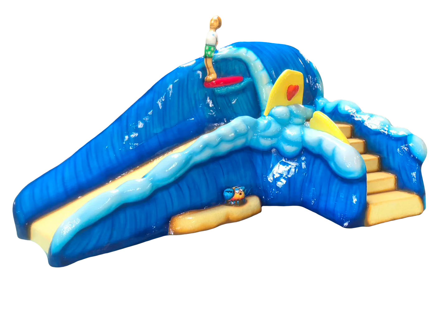 Surfer and wave themed soft-play slide