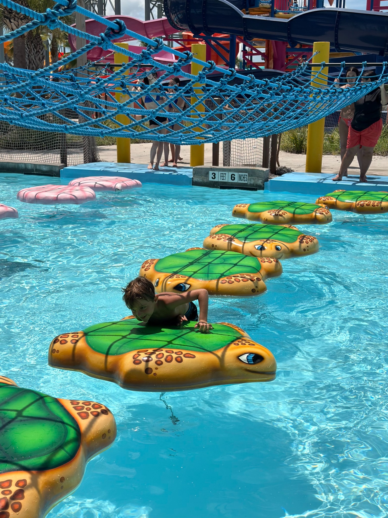Detailed handcrafted sea turtle Water-Walk element in a pool