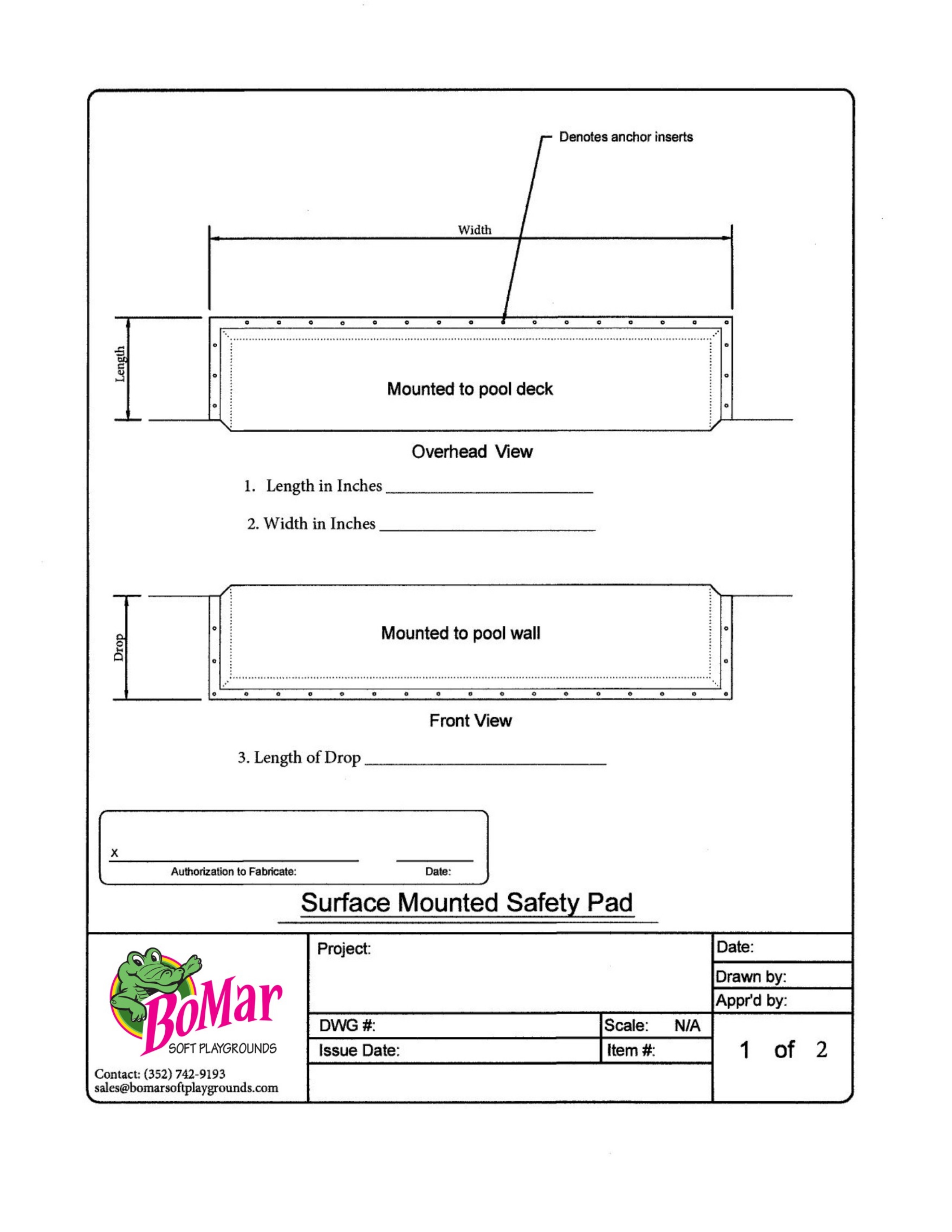 Safety Edge Pad Template, page 1 of 2